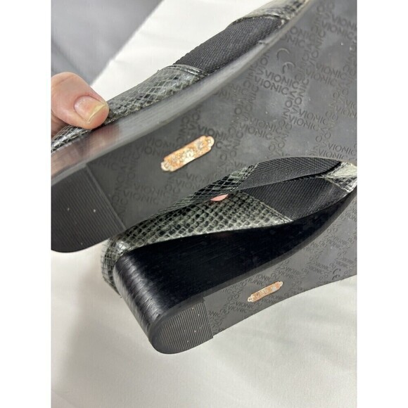 Vionic Stanton Wedge Ankle Boot Bootie Grey Black Snakeprint 8.5 Arch Support - Picture 10 of 12